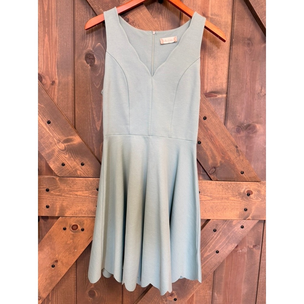 Altar'd State Scalloped Dress Women S Sage Green Excellent Fit & Flare RA50858